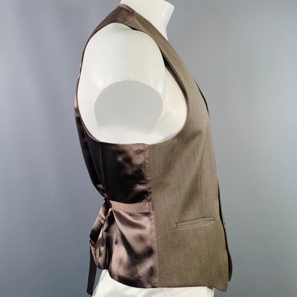 JOSEPH ABBOUD Size 42 Regular Brown Wool V-Neck Vest - Picture 2 of 10